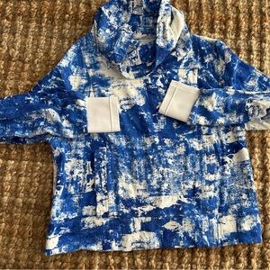Helmut Lang Blue and White Patterned Hoodie-size XS